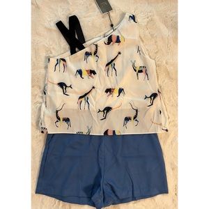 PLAINS & PRINTS R.A.F, PRINTER SLEEVELESS ROMPER/PLAYSUIT, WOMEN, 01, MEDIUM